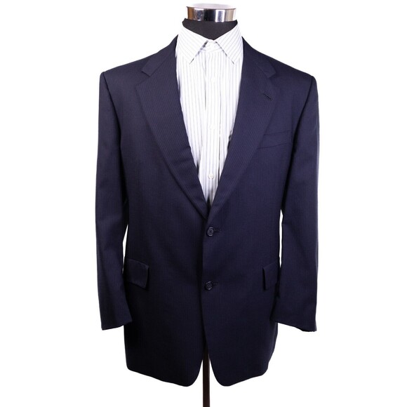 VTG Hart Schaffner Marx Men's Blazer Suit Jacket Sport Sz 44 Pinstripe blue. - Picture 2 of 12